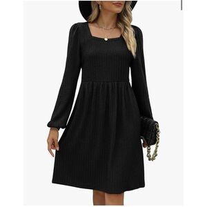 NEW Knit Dress Square Neck Long Sleeve Dress M